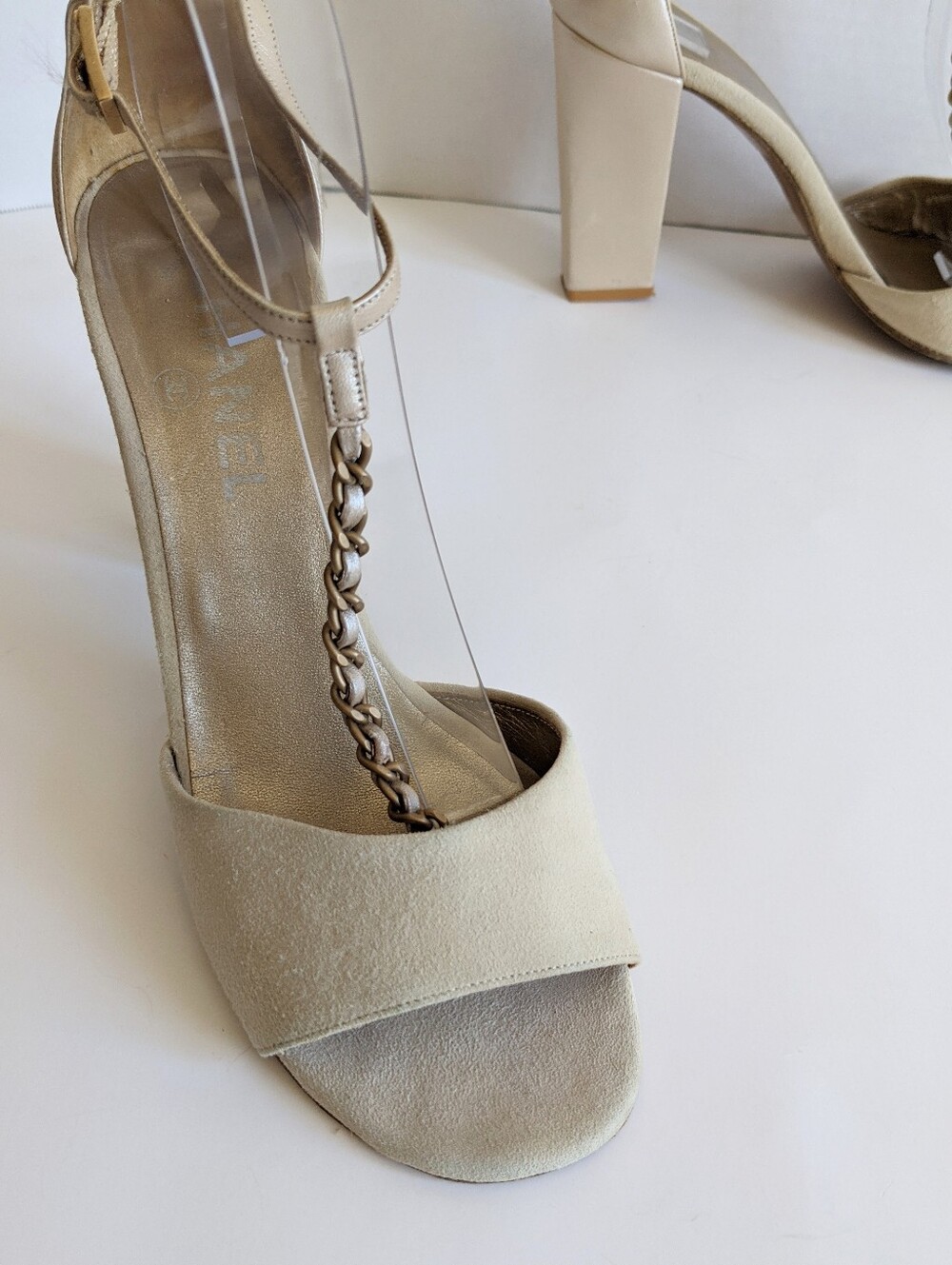 VINTAGE CHANEL Chain Heels 38.5 - Picture 6 of 16